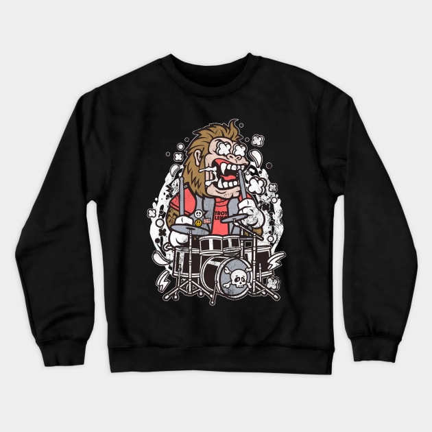 Gorilla Drums Destroyer of Silence Drummer Distressed Crewneck Sweatshirt by markz66